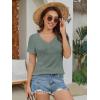 imageATHMILE Womens Short Sleeve V Neck Ribbed Knit Button T Shirts Henley Solid Color Summer TopsBluegrey