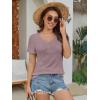 imageATHMILE Womens Short Sleeve V Neck Ribbed Knit Button T Shirts Henley Solid Color Summer TopsTaro