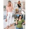 imageATHMILE Womens Short Sleeve V Neck Ribbed Knit Button T Shirts Henley Solid Color Summer TopsWinered