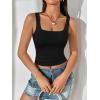 imageATHMILE Womens Square Neck Tank Top Sleeveless Double Lined Basic TopsBlack