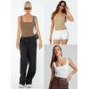 imageATHMILE Womens Square Neck Tank Top Sleeveless Double Lined Basic TopsBlack