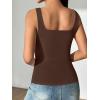 imageATHMILE Womens Square Neck Tank Top Sleeveless Double Lined Basic TopsCoffee