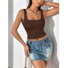 imageATHMILE Womens Square Neck Tank Top Sleeveless Double Lined Basic TopsCoffee