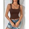imageATHMILE Womens Square Neck Tank Top Sleeveless Double Lined Basic TopsCoffee