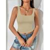 imageATHMILE Womens Square Neck Tank Top Sleeveless Double Lined Basic TopsKhaki Green
