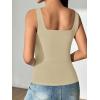 imageATHMILE Womens Square Neck Tank Top Sleeveless Double Lined Basic TopsKhaki Green