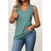 imageATHMILE Womens Tank Tops Loose Fit Casual V Neck Shirts Flowy Sleeveless Summer Soft Tee Basic Trendy OutfitsBlue Green