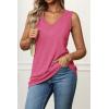 imageATHMILE Womens Tank Tops Loose Fit Casual V Neck Shirts Flowy Sleeveless Summer Soft Tee Basic Trendy OutfitsHot Pink