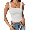 imageATHMILE Womens Square Neck Tank Top Sleeveless Double Lined Basic TopsWhite