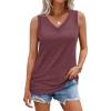 imageATHMILE Womens Tank Tops Loose Fit Casual V Neck Shirts Flowy Sleeveless Summer Soft Tee Basic Trendy OutfitsBurgundy