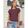 imageATHMILE Womens Tops Summer Basic T Shirts Business Casual Loose Fit Cap Sleeve Tee Cute Clothes Trendy Fashion OutfitsWine Red