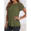 imageATHMILE Womens Tshirts Trendy Fashion Tops Lace Short Sleeve Business Tee Shirts Casual Knitted Blouses Summer Outfits 2025Armygreen