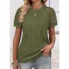 imageATHMILE Womens Tshirts Trendy Fashion Tops Lace Short Sleeve Business Tee Shirts Casual Knitted Blouses Summer Outfits 2025Armygreen