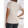 imageATHMILE Womens Tshirts Trendy Fashion Tops Lace Short Sleeve Business Tee Shirts Casual Knitted Blouses Summer Outfits 2025Beige