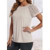 imageATHMILE Womens Tshirts Trendy Fashion Tops Lace Short Sleeve Business Tee Shirts Casual Knitted Blouses Summer Outfits 2025Beige