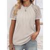 imageATHMILE Womens Tshirts Trendy Fashion Tops Lace Short Sleeve Business Tee Shirts Casual Knitted Blouses Summer Outfits 2025Beige