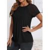 imageATHMILE Womens Tshirts Trendy Fashion Tops Lace Short Sleeve Business Tee Shirts Casual Knitted Blouses Summer Outfits 2025Black