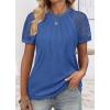 imageATHMILE Womens Tshirts Trendy Fashion Tops Lace Short Sleeve Business Tee Shirts Casual Knitted Blouses Summer Outfits 2025Blue