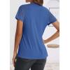 imageATHMILE Womens Tshirts Trendy Fashion Tops Lace Short Sleeve Business Tee Shirts Casual Knitted Blouses Summer Outfits 2025Blue