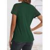imageATHMILE Womens Tshirts Trendy Fashion Tops Lace Short Sleeve Business Tee Shirts Casual Knitted Blouses Summer Outfits 2025Dark Green