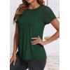 imageATHMILE Womens Tshirts Trendy Fashion Tops Lace Short Sleeve Business Tee Shirts Casual Knitted Blouses Summer Outfits 2025Dark Green