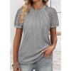 imageATHMILE Womens Tshirts Trendy Fashion Tops Lace Short Sleeve Business Tee Shirts Casual Knitted Blouses Summer Outfits 2025Grey
