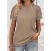 imageATHMILE Womens Tshirts Trendy Fashion Tops Lace Short Sleeve Business Tee Shirts Casual Knitted Blouses Summer Outfits 2025Khaki