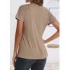 imageATHMILE Womens Tshirts Trendy Fashion Tops Lace Short Sleeve Business Tee Shirts Casual Knitted Blouses Summer Outfits 2025Khaki