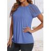 imageATHMILE Womens Tshirts Trendy Fashion Tops Lace Short Sleeve Business Tee Shirts Casual Knitted Blouses Summer Outfits 2025Lightblue