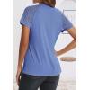 imageATHMILE Womens Tshirts Trendy Fashion Tops Lace Short Sleeve Business Tee Shirts Casual Knitted Blouses Summer Outfits 2025Lightblue