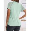 imageATHMILE Womens Tshirts Trendy Fashion Tops Lace Short Sleeve Business Tee Shirts Casual Knitted Blouses Summer Outfits 2025Mint Green