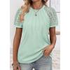 imageATHMILE Womens Tshirts Trendy Fashion Tops Lace Short Sleeve Business Tee Shirts Casual Knitted Blouses Summer Outfits 2025Mint Green