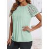 imageATHMILE Womens Tshirts Trendy Fashion Tops Lace Short Sleeve Business Tee Shirts Casual Knitted Blouses Summer Outfits 2025Mint Green