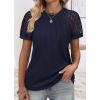 imageATHMILE Womens Tshirts Trendy Fashion Tops Lace Short Sleeve Business Tee Shirts Casual Knitted Blouses Summer Outfits 2025Navy