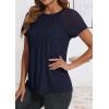 imageATHMILE Womens Tshirts Trendy Fashion Tops Lace Short Sleeve Business Tee Shirts Casual Knitted Blouses Summer Outfits 2025Navy