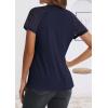 imageATHMILE Womens Tshirts Trendy Fashion Tops Lace Short Sleeve Business Tee Shirts Casual Knitted Blouses Summer Outfits 2025Navy