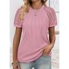 imageATHMILE Womens Tshirts Trendy Fashion Tops Lace Short Sleeve Business Tee Shirts Casual Knitted Blouses Summer Outfits 2025Pink