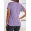 imageATHMILE Womens Tshirts Trendy Fashion Tops Lace Short Sleeve Business Tee Shirts Casual Knitted Blouses Summer Outfits 2025Purple