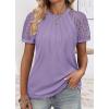 imageATHMILE Womens Tshirts Trendy Fashion Tops Lace Short Sleeve Business Tee Shirts Casual Knitted Blouses Summer Outfits 2025Purple