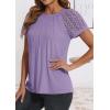 imageATHMILE Womens Tshirts Trendy Fashion Tops Lace Short Sleeve Business Tee Shirts Casual Knitted Blouses Summer Outfits 2025Purple