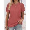 imageATHMILE Womens Tshirts Trendy Fashion Tops Lace Short Sleeve Business Tee Shirts Casual Knitted Blouses Summer Outfits 2025Rust