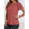 imageATHMILE Womens Tshirts Trendy Fashion Tops Lace Short Sleeve Business Tee Shirts Casual Knitted Blouses Summer Outfits 2025Rust