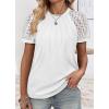 imageATHMILE Womens Tshirts Trendy Fashion Tops Lace Short Sleeve Business Tee Shirts Casual Knitted Blouses Summer Outfits 2025White