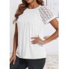 imageATHMILE Womens Tshirts Trendy Fashion Tops Lace Short Sleeve Business Tee Shirts Casual Knitted Blouses Summer Outfits 2025White