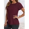 imageATHMILE Womens Tshirts Trendy Fashion Tops Lace Short Sleeve Business Tee Shirts Casual Knitted Blouses Summer Outfits 2025Winered