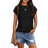 imageATHMILE Womens Tops Summer Basic T Shirts Business Casual Loose Fit Cap Sleeve Tee Cute Clothes Trendy Fashion OutfitsBlack