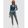 imageATHMILE Womens Fall Deep V Neck Long Sleeve Shirts Modal Slim Fit Basic Tee Tops Navy