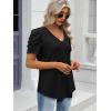 imageATHMILE Womens Summer Shirt V Neck Casual Tshirts Puff Sleeve Tops for Women Trendy 2025 Tunic Solid ColorBlack