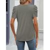 imageATHMILE Womens Summer Shirt V Neck Casual Tshirts Puff Sleeve Tops for Women Trendy 2025 Tunic Solid ColorGrey