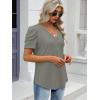 imageATHMILE Womens Summer Shirt V Neck Casual Tshirts Puff Sleeve Tops for Women Trendy 2025 Tunic Solid ColorGrey